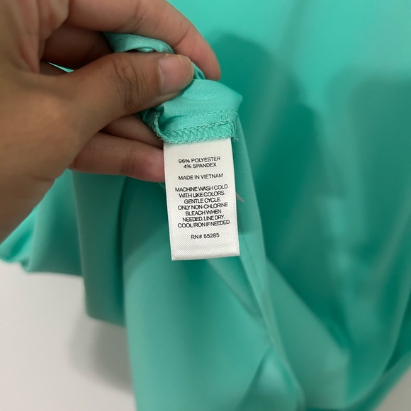 Express Teal V-Neck Blouse - Picture 5 of 8